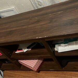 Brown Wooden Storage Shelf with Triangular Cubbies